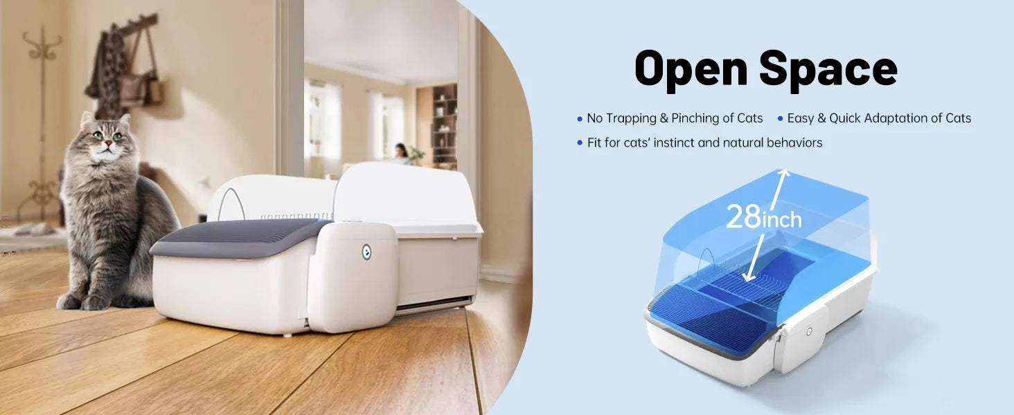 Automatic Smart Cat Litter Box Scooping Open Semi-enclosed Litter Tray Self-cleaning Cat Sandbox Cats Toilet Large Pet Supplies