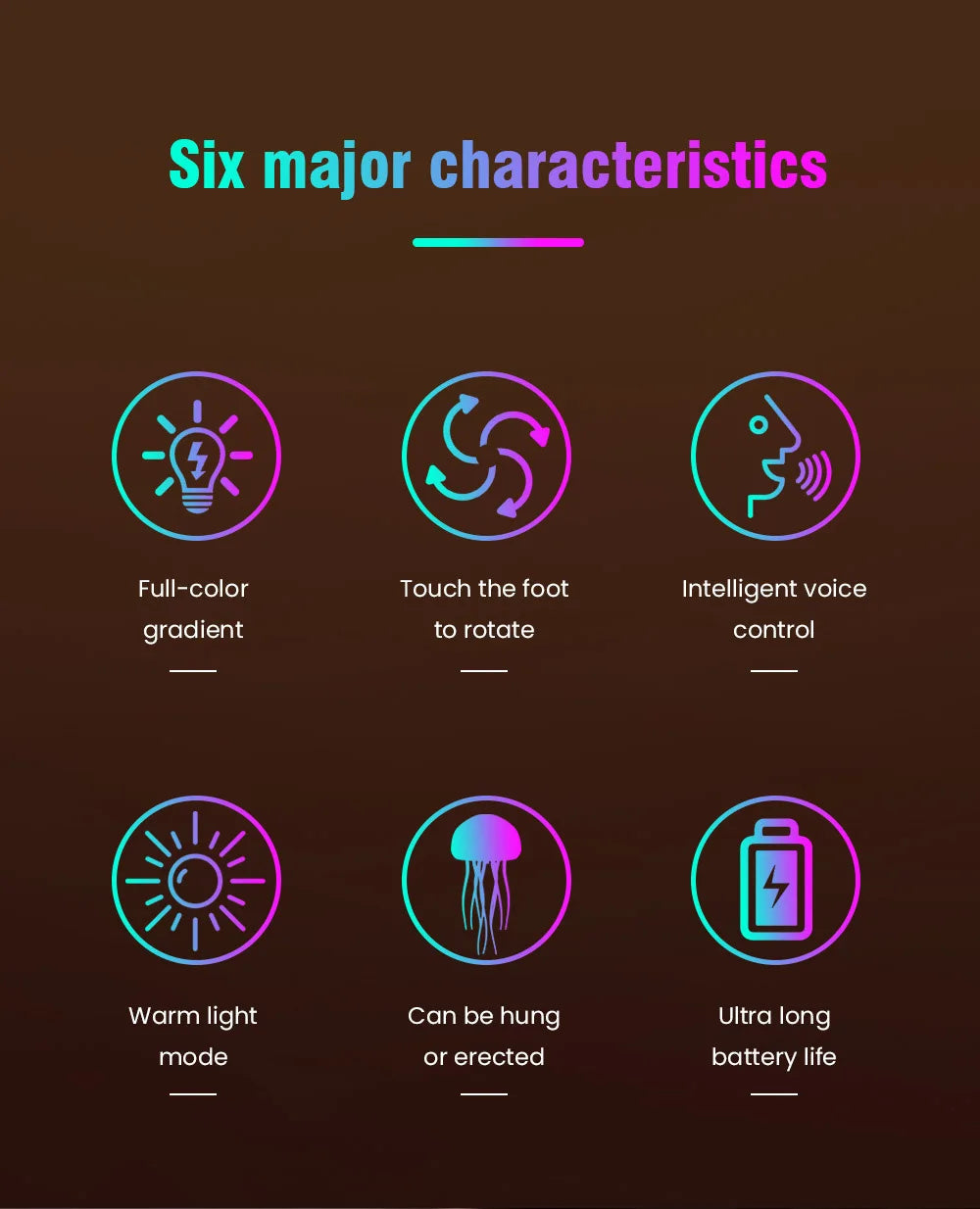 Jellyfish Cartoon LED Nihgt Light Voice Control Gradient Cute Rotating Jellyfish Hanging Bedside Lamp RGB Table Lamps Room Decor