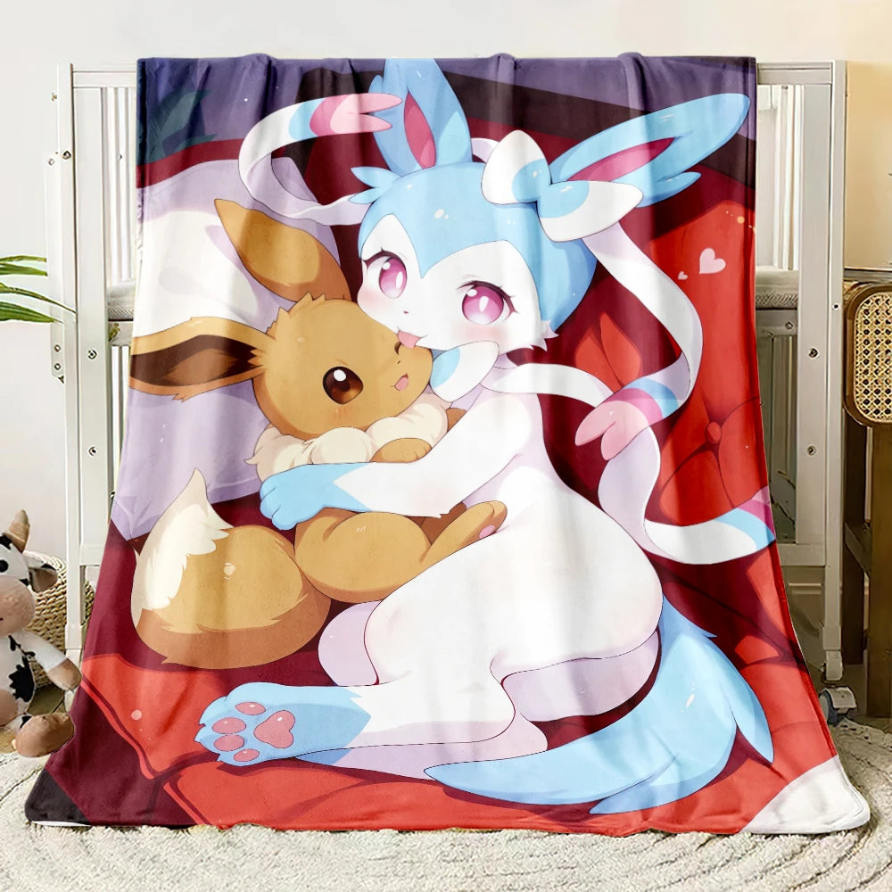 Pok É Mon Themed Printed Flannel Blanket for Bedrooms, Living Rooms, Sofas Blankets, Offices, Lunch Breaks, Picnics, Etc