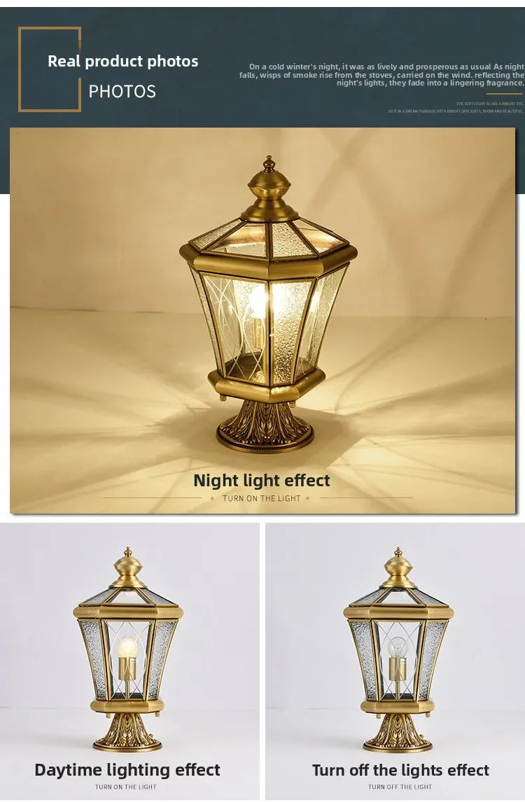 European Style Outdoor Waterproof Lawn Brass Lighting Retro Garden Villa Wall Light Engineering Landscape Courtyard E27 Fixture