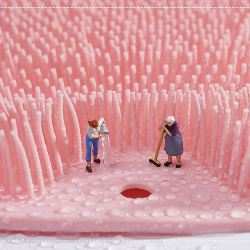 Silicone Rub Back Brush Bathroom Non-slip Wash Foot Pad Massage Shower Mat with Sucker Bath Massage Foot Exfoliating Brush Pad