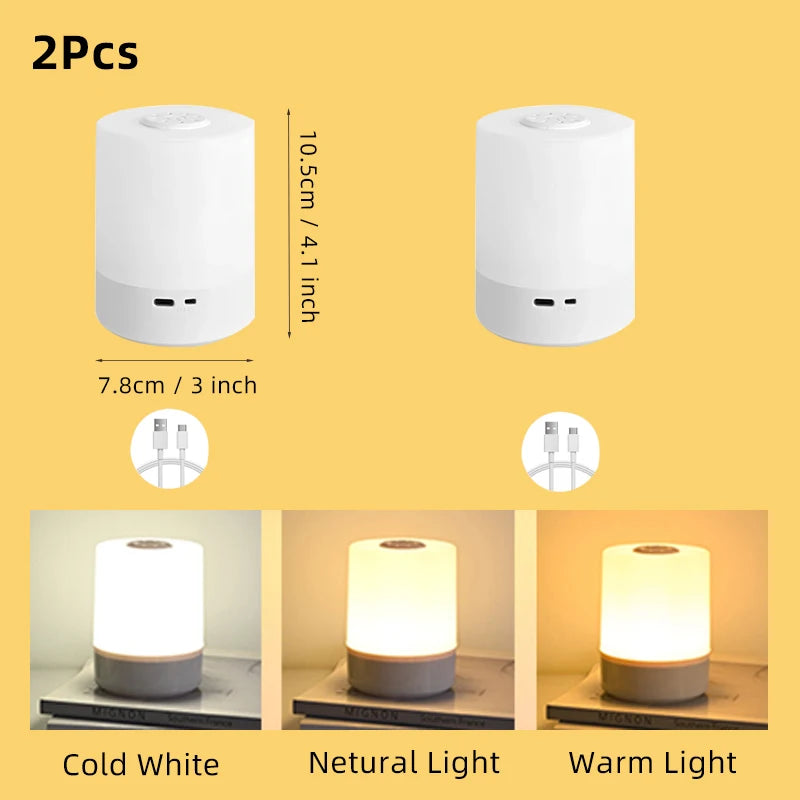Kids Night Light Led Touch Sensor Light Stepless Dimmable Beside Lamp USB Charging Table Lamp Baby Night Lamp for The Bedroom