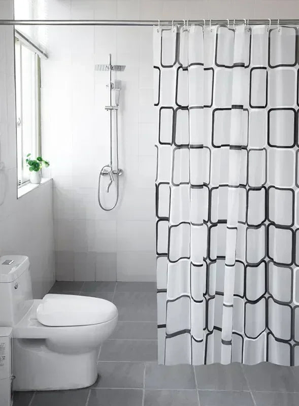 1PCS Bathroom Shower Curtains Waterproof Modern Geometric Plaid Pattern Household Decoration Translucent Good Quality