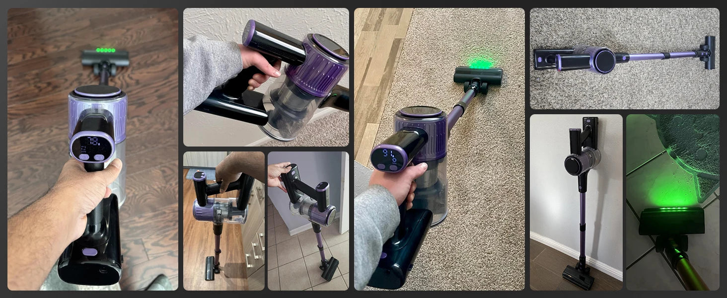 Cordless Handheld Vacuum Cleaner,40KPA,Touch Screen,Smart Dust Sensor,Auto Speed Control for Home Bed/Carpet/Pet Hair/Hard Floor