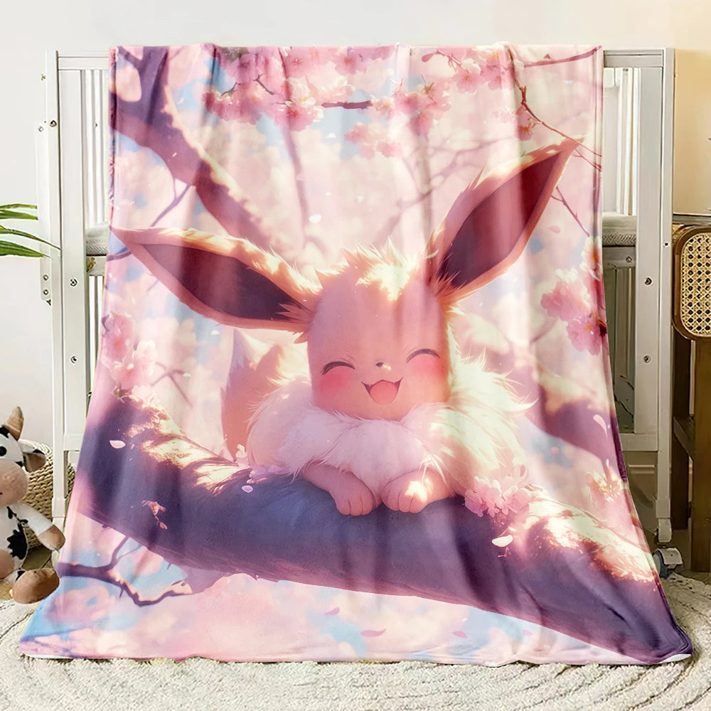 Pok É Mon Themed Printed Flannel Blanket for Bedrooms, Living Rooms, Sofas Blankets, Offices, Lunch Breaks, Picnics, Etc