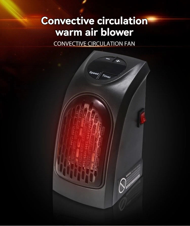 Portable Electric Heater, Plug-In Wall Heater for Rooms, Mini Radiator Fan Warmer, Compact Home Heating Appliance