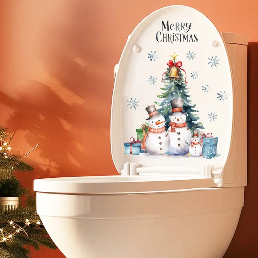 Cartoon Christmas Toilet Stickers Xmas Tree Snowman Santa Claus Stickers Merry Christmas Decor Noel Happy New Year 2026