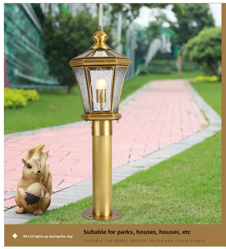European Style Outdoor Waterproof Lawn Brass Lighting Retro Garden Villa Wall Light Engineering Landscape Courtyard E27 Fixture
