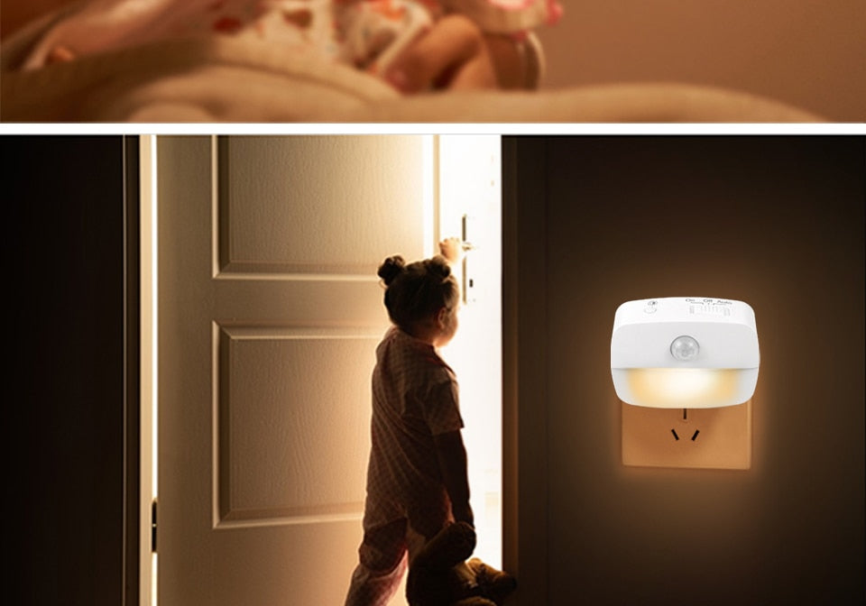 Mini LED Night Light PIR Motion Sensor Lamp 3 Modes Night Lamp Bedroom Bedside Lights EU Plug For Closet Corridor Bathroom