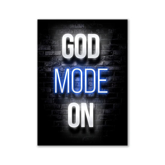 Motivational Neon Effect Game Slogan Pictures Flat Printed on Canvas Wall Posters and Paintings for Game Room Decor Gamers’ Gift