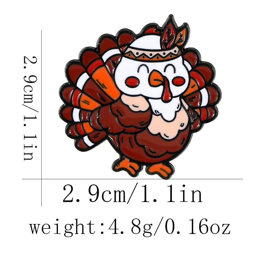 Cute Cartoon Thanksgiving Enamel Brooch Creative Animal Hedgehog Pumpkin Turkey Lapel Pin Badge Backpack Clothing Accessories
