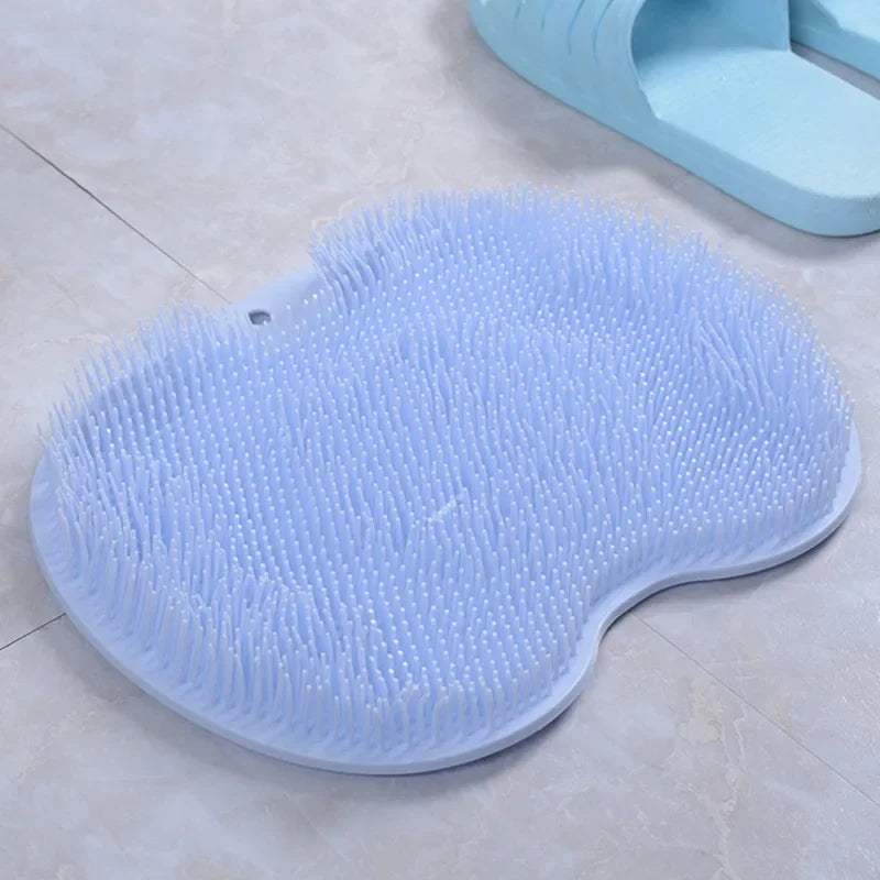 Silicone Rub Back Brush Bathroom Non-slip Wash Foot Pad Massage Shower Mat with Sucker Bath Massage Foot Exfoliating Brush Pad