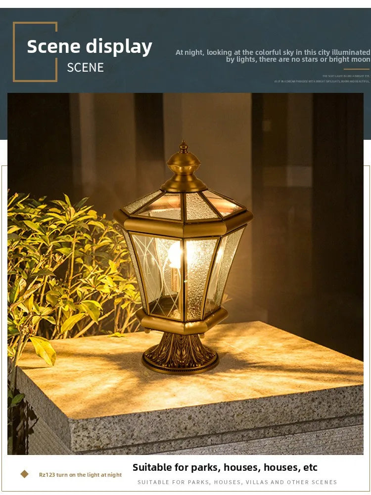 European Style Outdoor Waterproof Lawn Brass Lighting Retro Garden Villa Wall Light Engineering Landscape Courtyard E27 Fixture