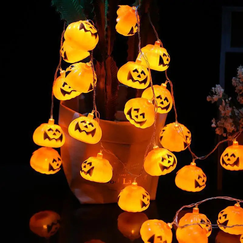 Pumpkin LED Light String Halloween Decoration Easter Party Horror Halloween Lamp Props Outdoor Party Decor Colored Battery Light
