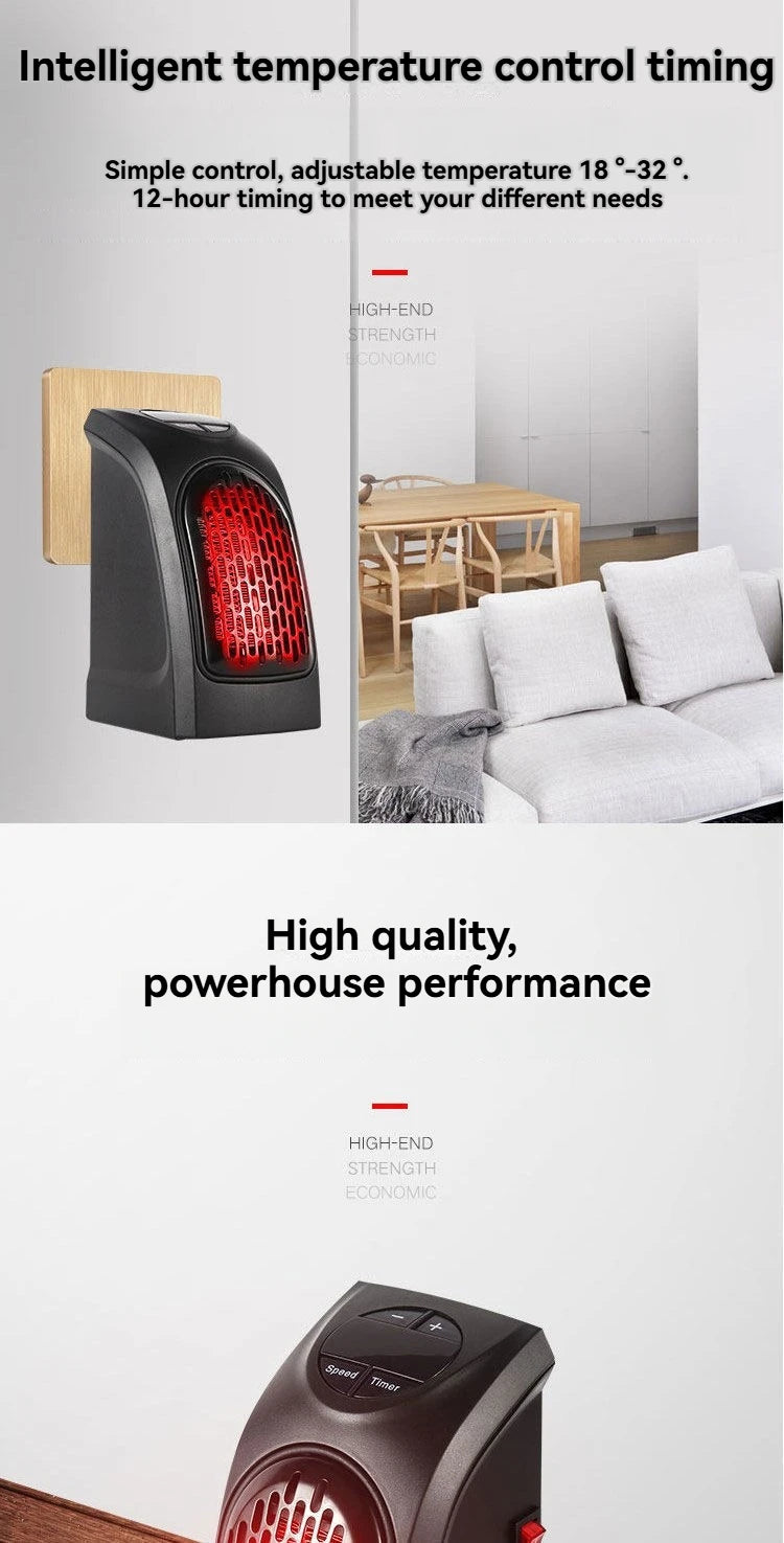 Portable Electric Heater, Plug-In Wall Heater for Rooms, Mini Radiator Fan Warmer, Compact Home Heating Appliance