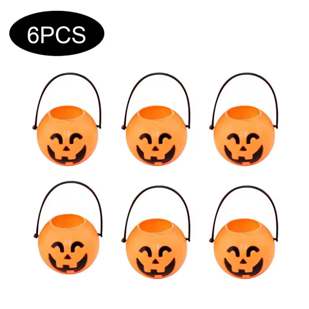 Mini Black Plastic Witches Cauldron,Halloween Witch Cauldron Decoration Pumpkin Treat Bucket,Candy Basket,Trick Or Treat