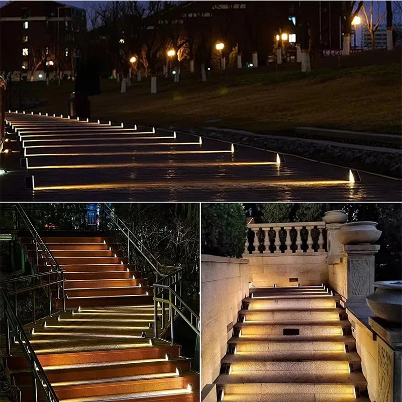 LED Solar Stair Light Lamp Motion Sensor Waterproof Passage Courtyard Guardrail Step Night Light for Outdoor Garden Terrace