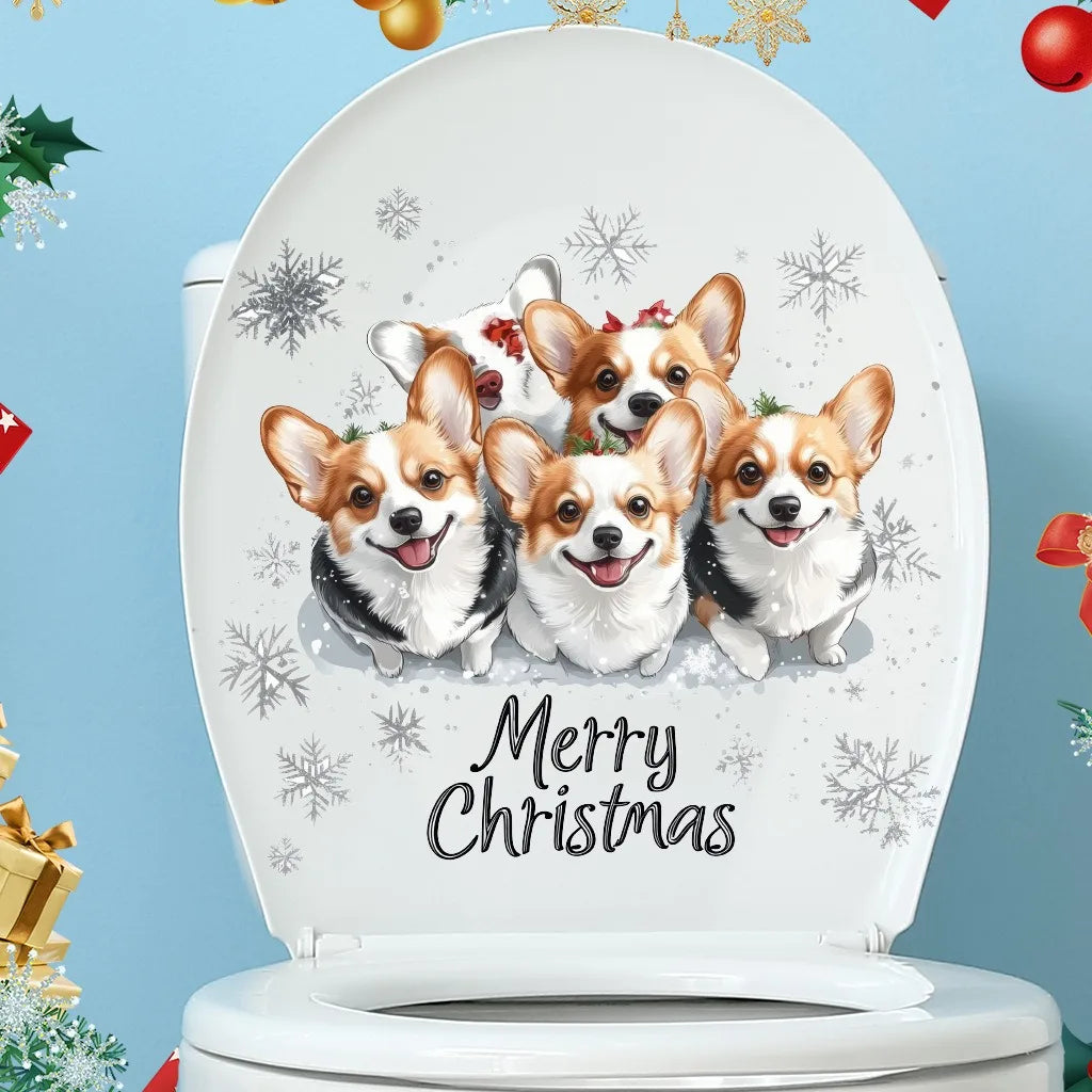 Cartoon Christmas Toilet Stickers Xmas Tree Snowman Santa Claus Stickers Merry Christmas Decor Noel Happy New Year 2026