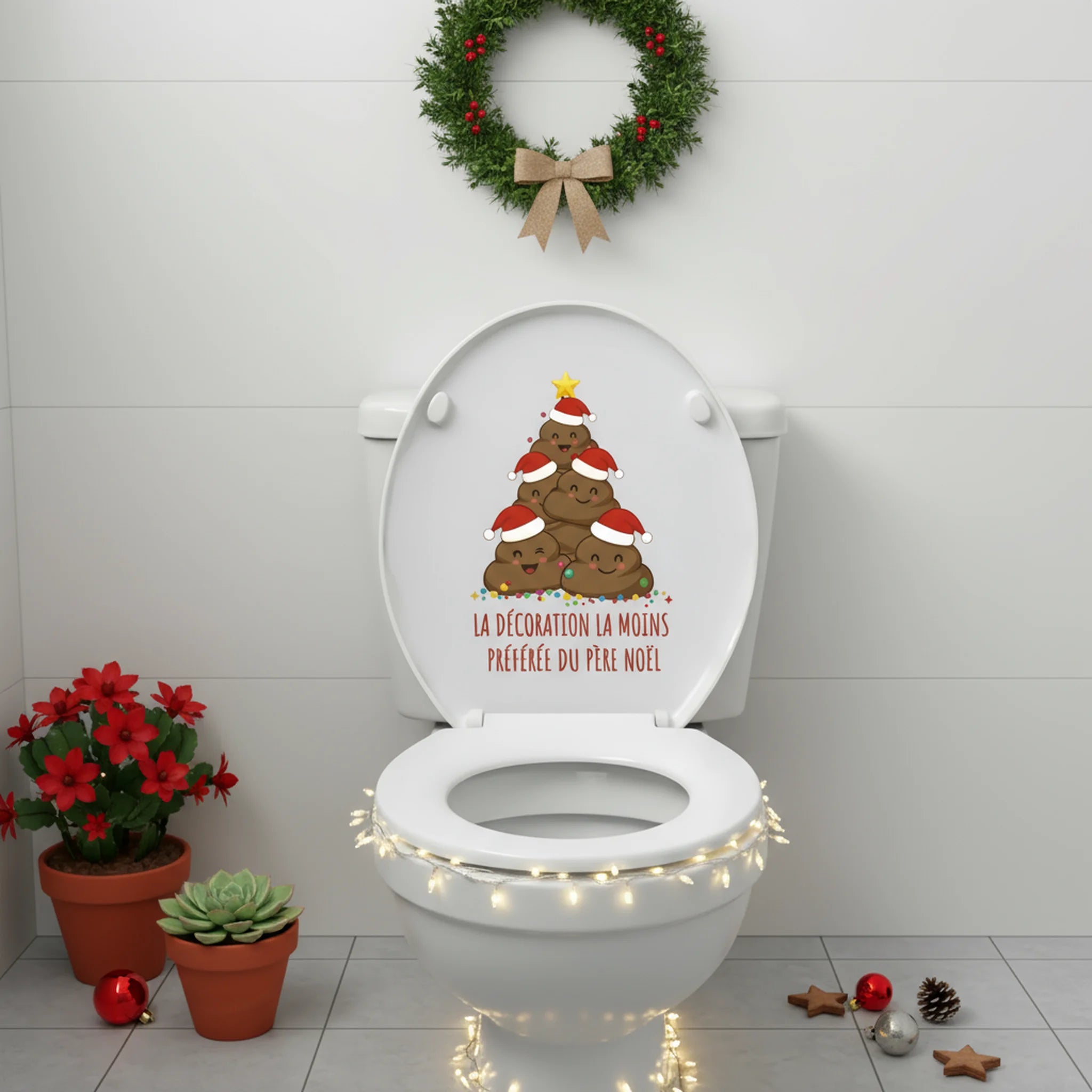 Self-adhesive waterproof stickers poof tree bathroom decoration Christmas toilet lid easy to install/remove