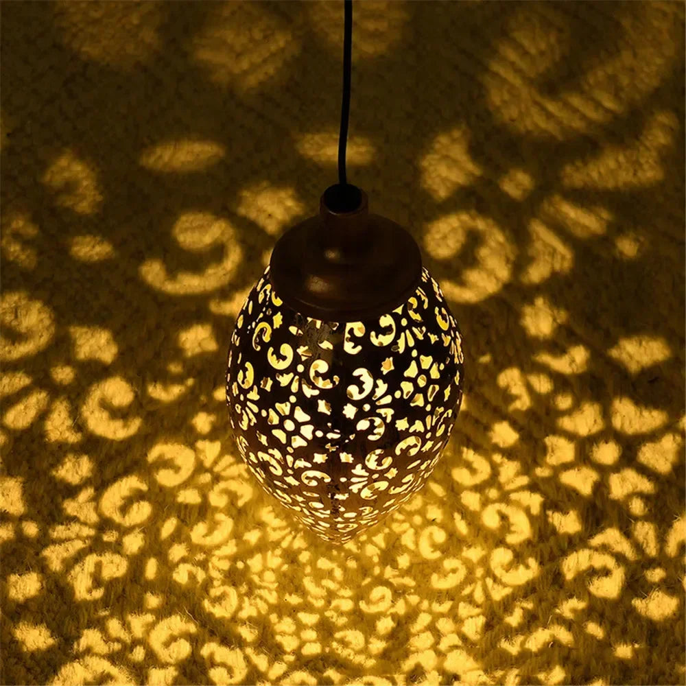 Outdoor Water Drop Shaped Solar Projection Light Waterproof Hollowed-out for Garden Patio Stair Fence Street Landscape Balcony