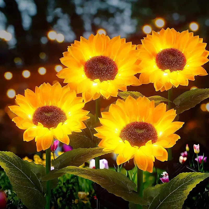 1pc Solar Sunflower Lights 3 Heads 1 Head Garden Stake Outdoor Decorative Waterproof LED Landscape Lights for Patio Garden Yard