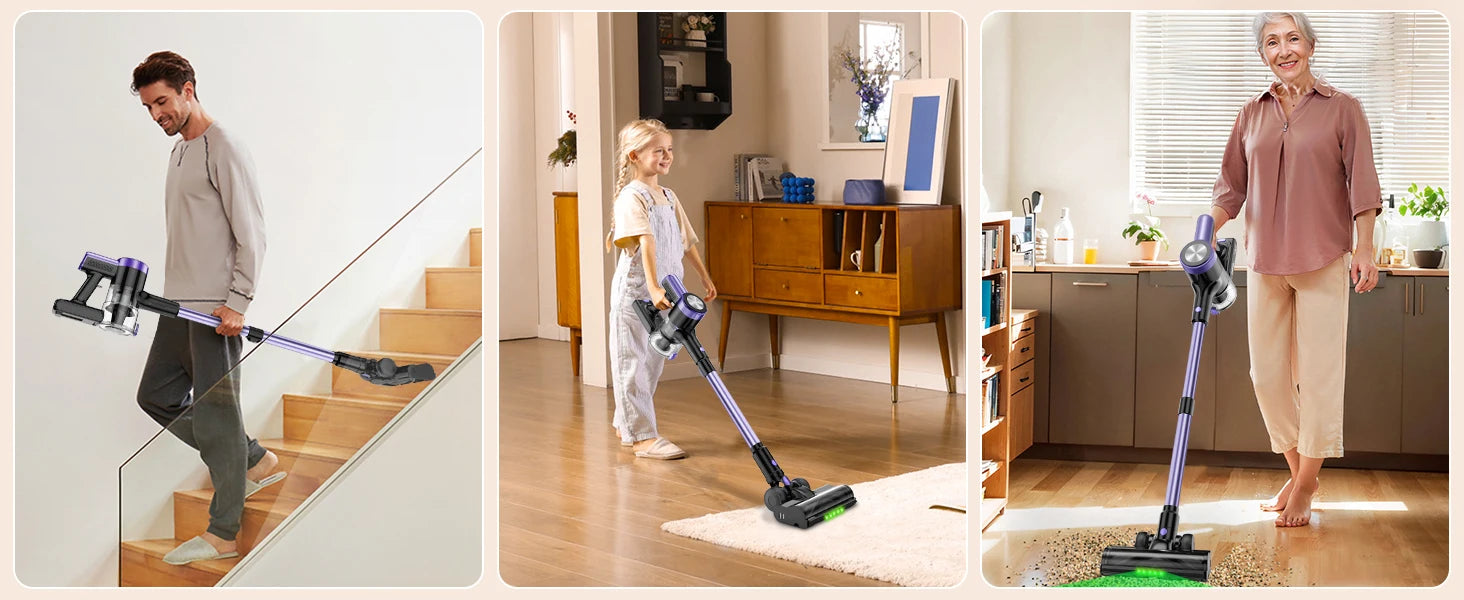 500W/46KPA Self-Standing Cordless Vacuum Cleaner,60 Mins Handheld Vacuum Cleaners,Smart LED Screen Vacuum for Carpet/Pet Hair