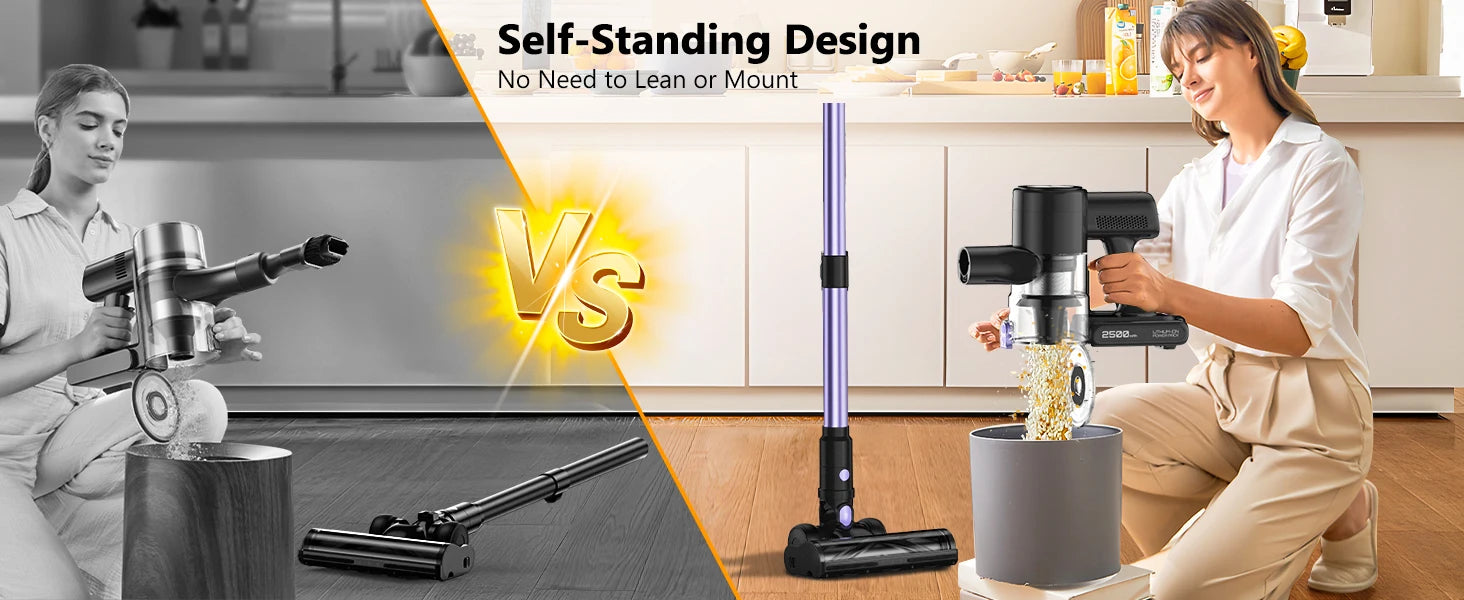 500W/46KPA Self-Standing Cordless Vacuum Cleaner,60 Mins Handheld Vacuum Cleaners,Smart LED Screen Vacuum for Carpet/Pet Hair