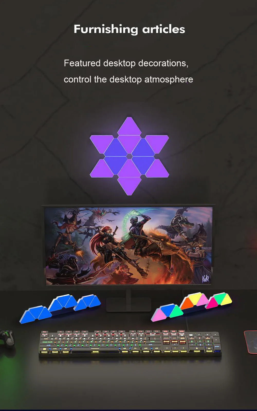 WIFI Bluetooth 5V USB Triangle Lamps Quantum Atmosphere LED Night Light For Game Bedroom Decoration Creative Decorat Wall Lamps