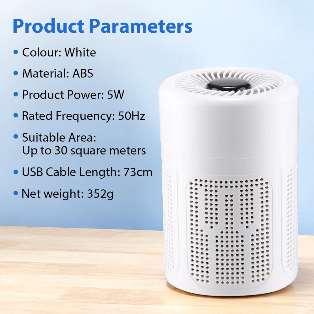 Mini Desktop Air Purifier HEPA Filter With Negative Ion Technology Eliminates Formaldehyde Odors Smoke And Dust Particles