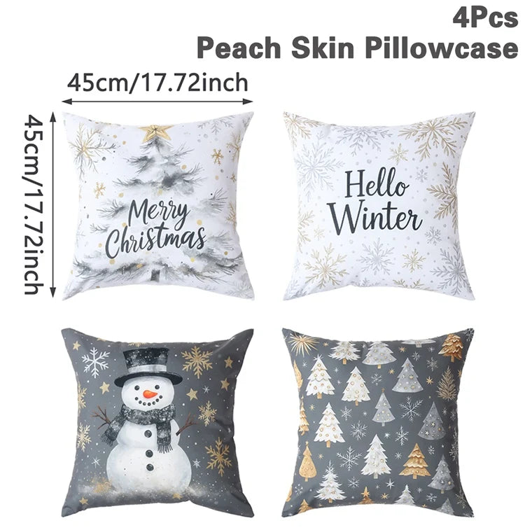 4pcs Merry Christmas Cushion Cover Home Decorations 2025 Christmas Ornament Pillow Case Xmas Navidad Gifts New Year Gifts 2026