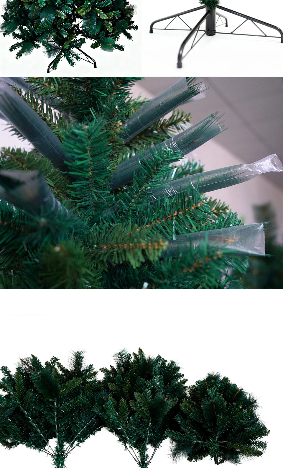 Pre-Lit Pop Up Christmas Tree 180cm 210cm 240cm, Easy Setup Artificial PVC Pine Needle Xmas Tree with Iron Base for Home Decor