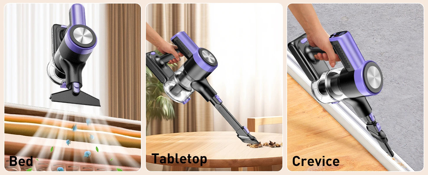 500W/46KPA Self-Standing Cordless Vacuum Cleaner,60 Mins Handheld Vacuum Cleaners,Smart LED Screen Vacuum for Carpet/Pet Hair