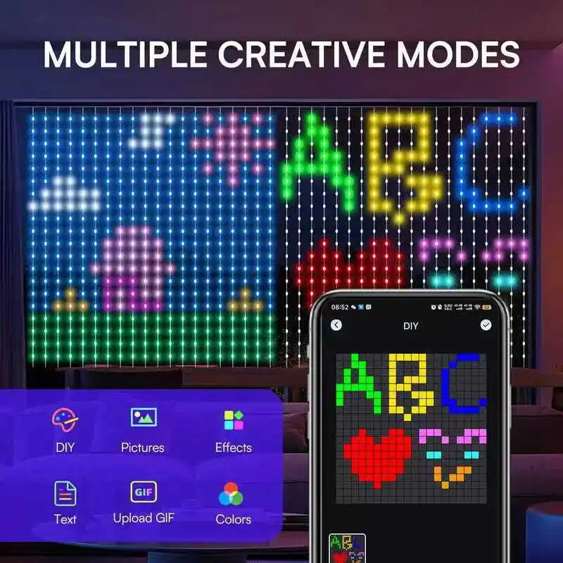 DIY Christmas Party DC5V WS2812 Fairy Lights USB Curtain Led String RGBIC Led String Light Decor Smart Bluetooth APP Control