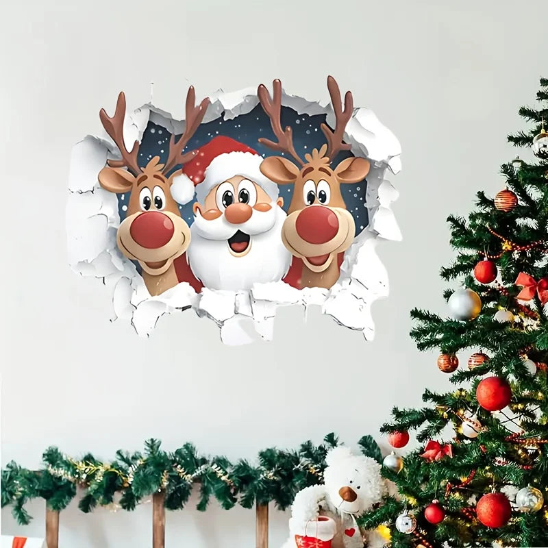 1PC Santa Claus Christmas Design Toilet Stickers Waterproof for Toilets and Bathrooms DIY Glass Window Universal Vinyl Decals