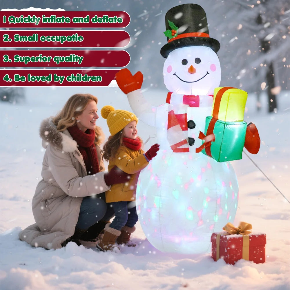 1.5M Christmas Inflatable Santa Claus And Snowman Built-in LED Lights Indoor And Outdoor Inflatable Party Garden Decoration