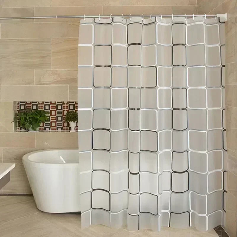 1PCS Bathroom Shower Curtains Waterproof Modern Geometric Plaid Pattern Household Decoration Translucent Good Quality