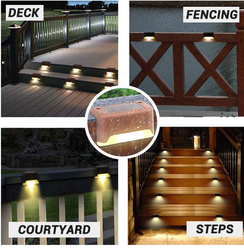 1/4/8/12/pcs Solar LED Lights Outdoor Garden Light Deck Lamp Solar Stairs Light Waterproof Solar Step Lamp Patio Garden Decor