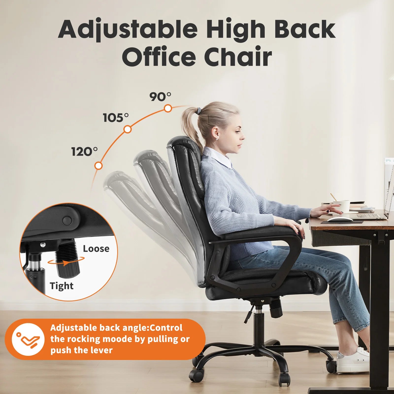 JHK Ergonomic PU Leather Padded Armrest Living Room Rocking Gaming Chair Swivel Wheel With Lumbar Support Gaming Chairs