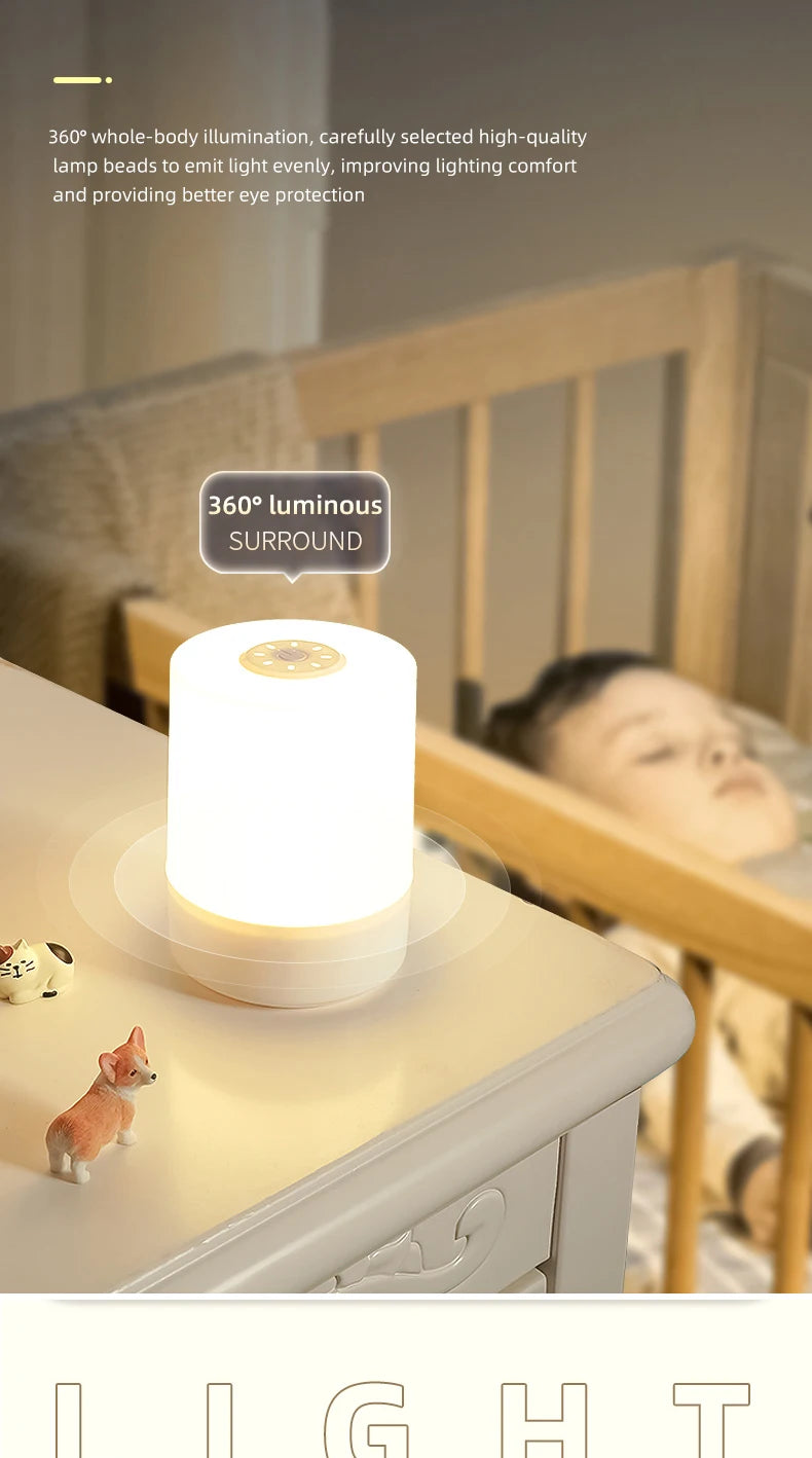 Kids Night Light Led Touch Sensor Light Stepless Dimmable Beside Lamp USB Charging Table Lamp Baby Night Lamp for The Bedroom