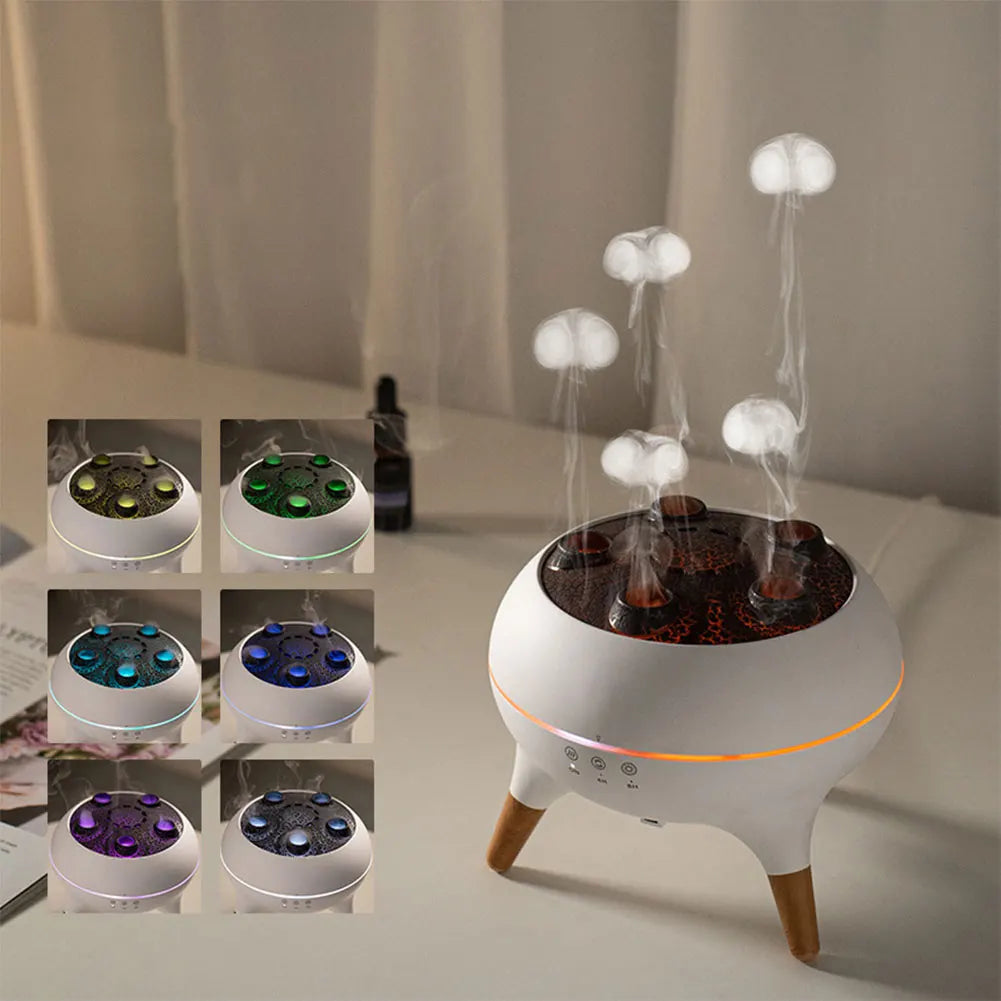 New Dynamic Jellyfish Air Humidifier 250ml Essential Oil Diffuser Remote Control Bedroom Humidifier With 7 Colorful Night Lights