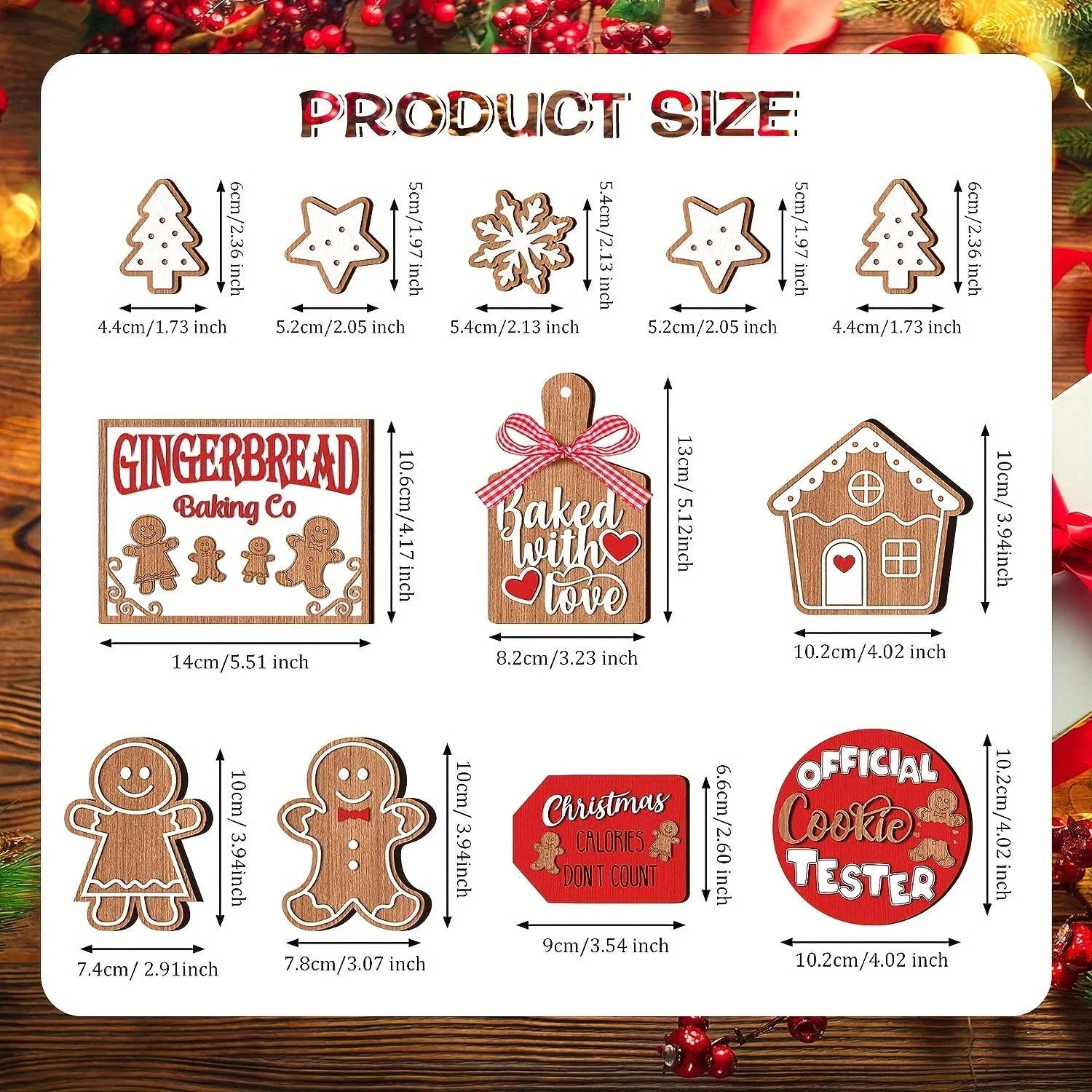 12-Piece Wooden Christmas Tiered Tray Set: Featuring Colorful Snowmen, Gingerbread, and Santa Signs for Festive Cheer