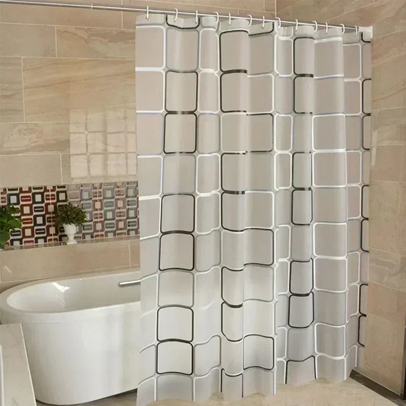 1PCS Bathroom Shower Curtains Waterproof Modern Geometric Plaid Pattern Household Decoration Translucent Good Quality