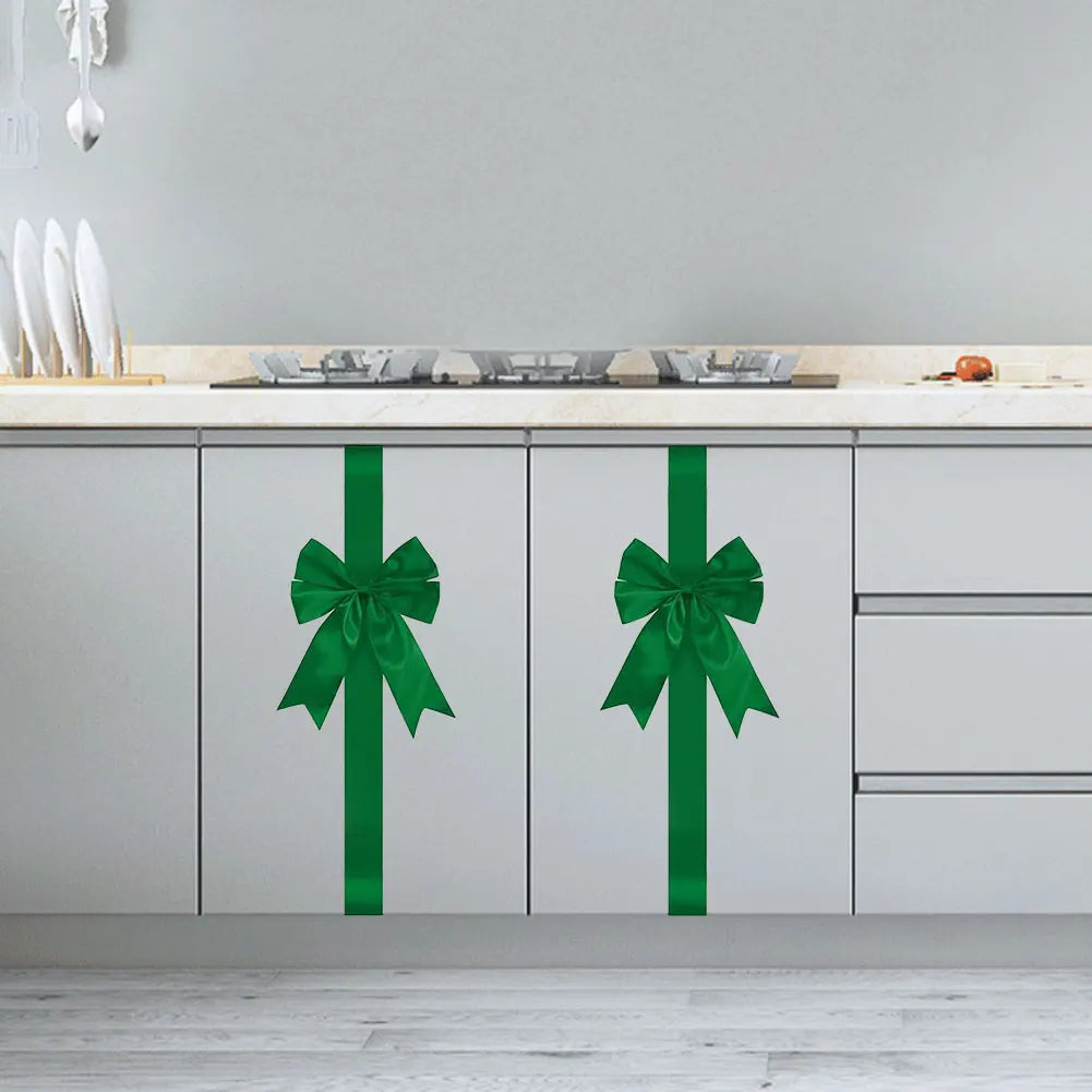 Christmas Cabinet Ribbons Bows Christmas Door Cabinet Bows Cabinet Door Bows Festive Large Xmas Bows for Christmas Party