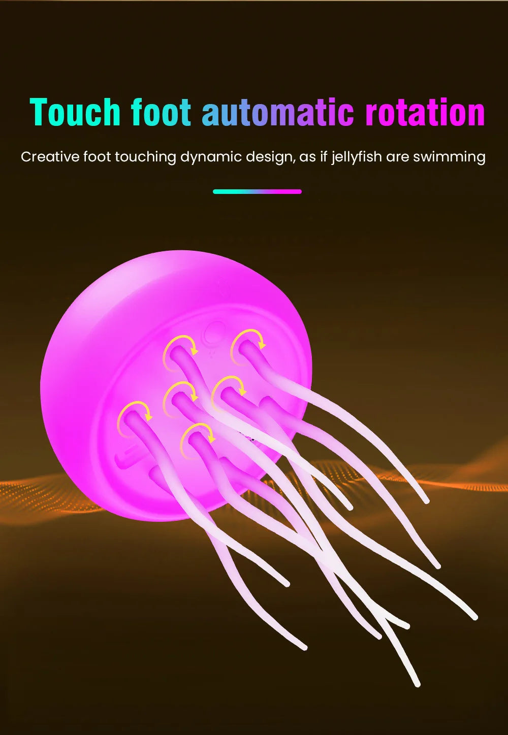 Jellyfish Cartoon LED Nihgt Light Voice Control Gradient Cute Rotating Jellyfish Hanging Bedside Lamp RGB Table Lamps Room Decor