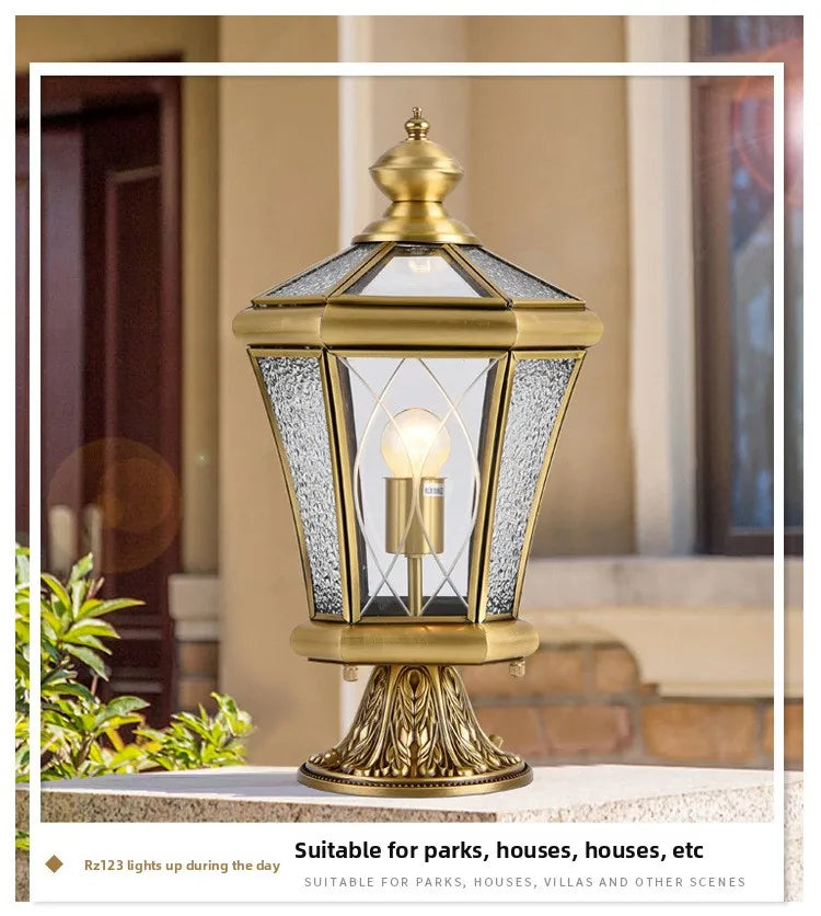 European Style Outdoor Waterproof Lawn Brass Lighting Retro Garden Villa Wall Light Engineering Landscape Courtyard E27 Fixture