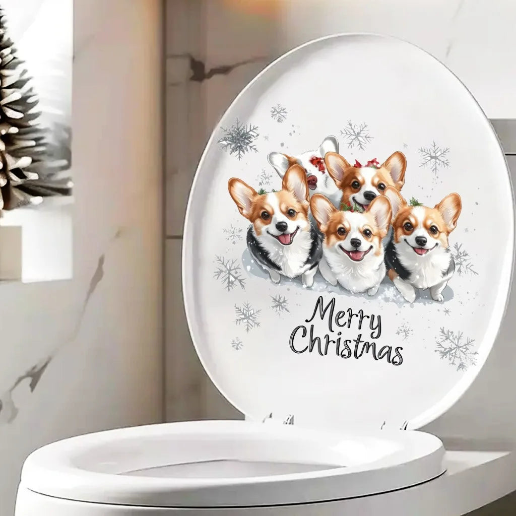 Cartoon Christmas Toilet Stickers Xmas Tree Snowman Santa Claus Stickers Merry Christmas Decor Noel Happy New Year 2026