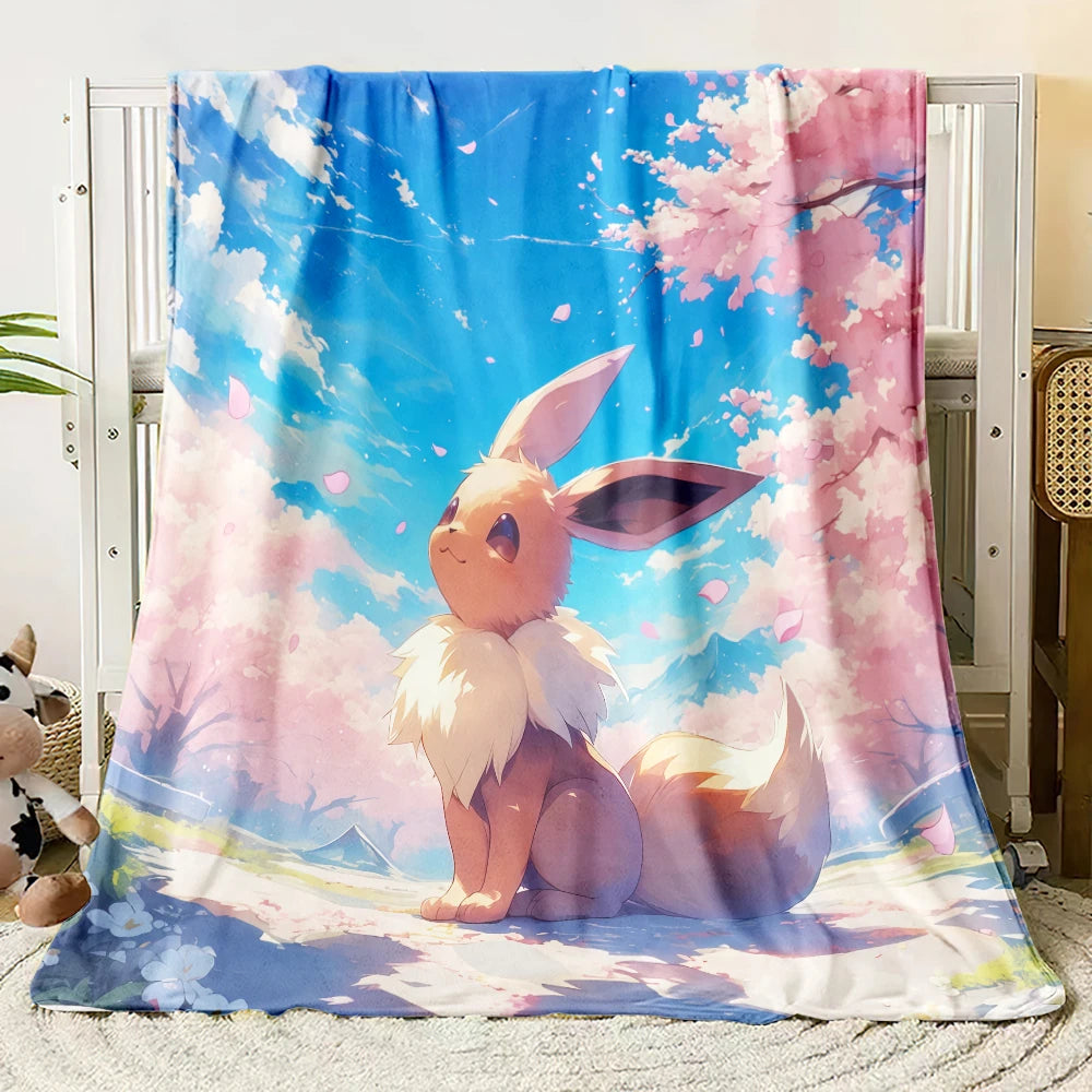 Pok É Mon Themed Printed Flannel Blanket for Bedrooms, Living Rooms, Sofas Blankets, Offices, Lunch Breaks, Picnics, Etc