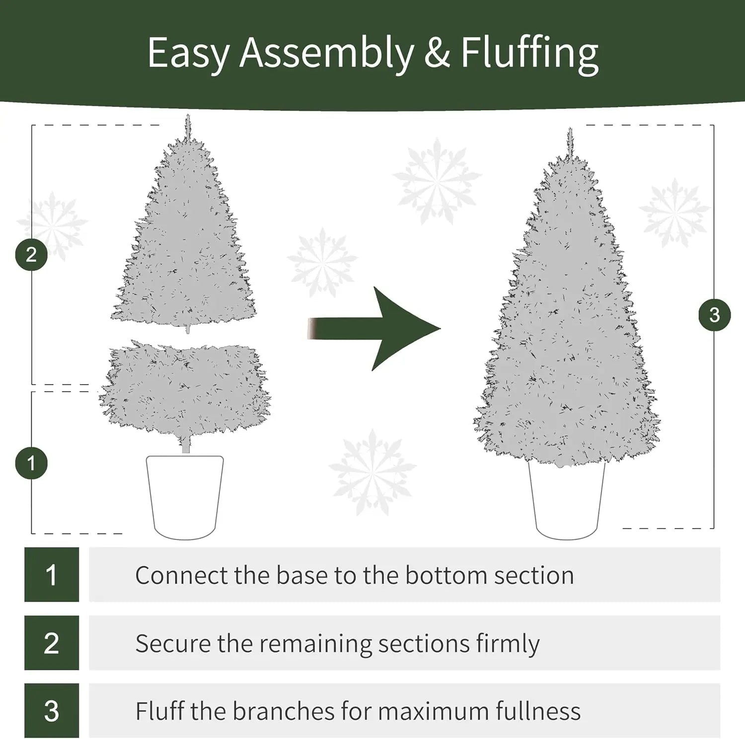 Puleo International 4.5ft Pre-Lit Potted Flocked Arctic Fir Christmas Tree with 70 Clear Lights, 419 Realistic Dense Branch Tips