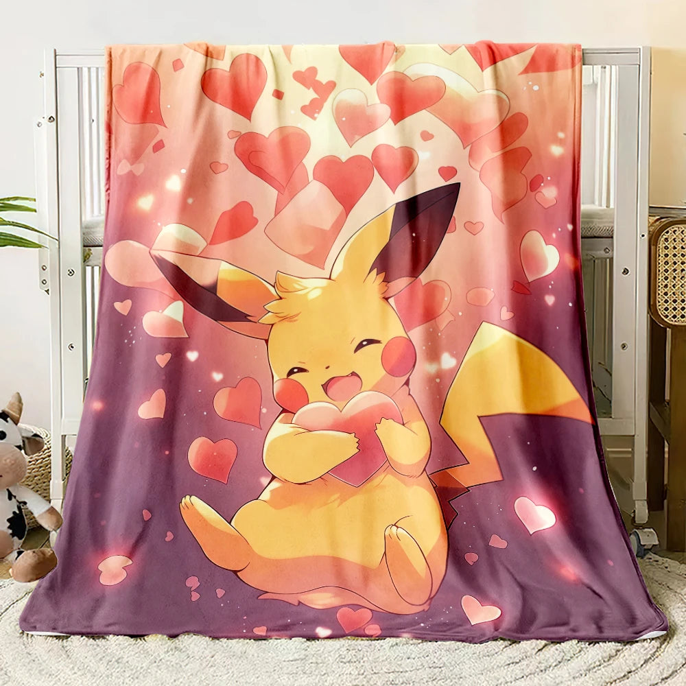 Pok É Mon Themed Printed Flannel Blanket for Bedrooms, Living Rooms, Sofas Blankets, Offices, Lunch Breaks, Picnics, Etc