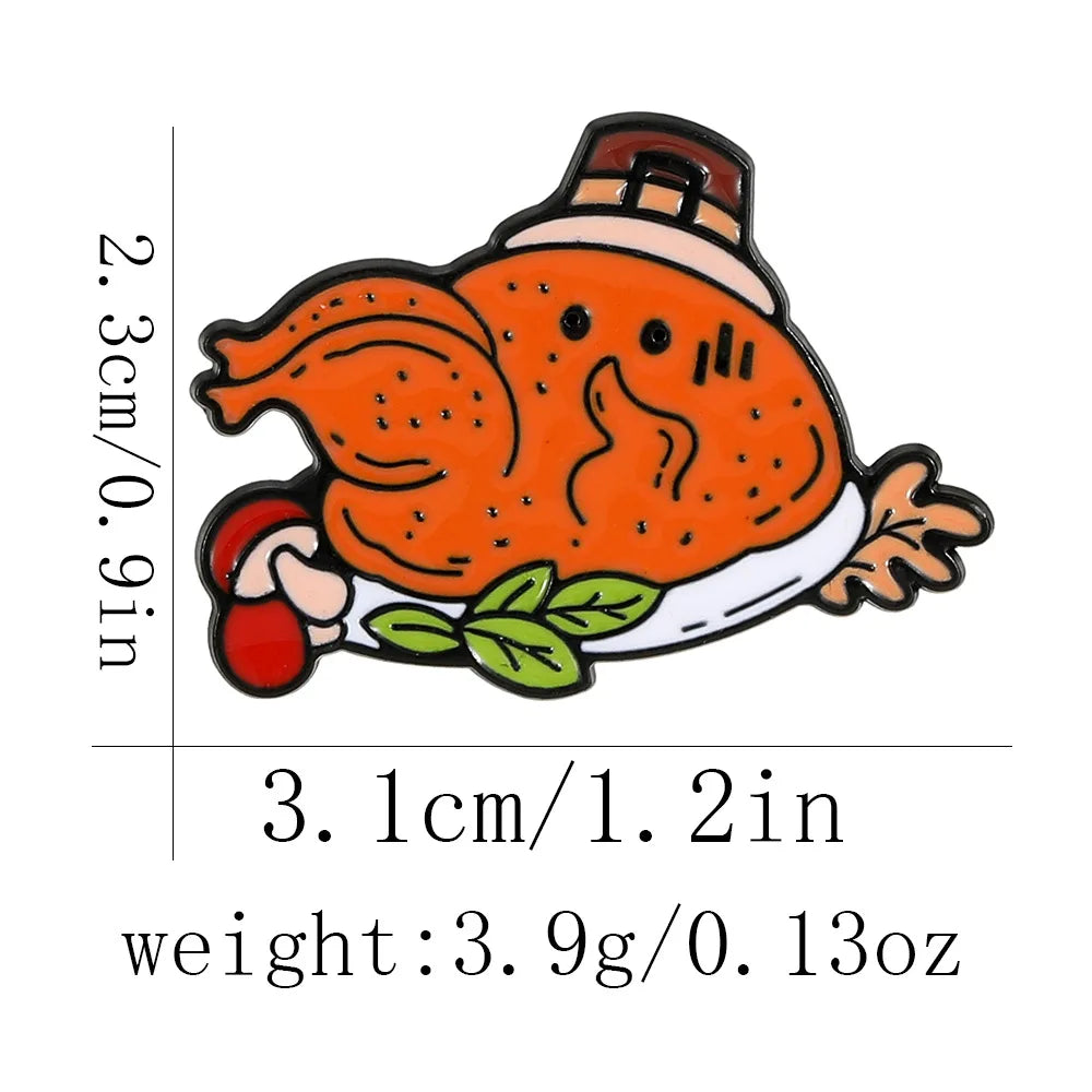 Cute Cartoon Thanksgiving Enamel Brooch Creative Animal Hedgehog Pumpkin Turkey Lapel Pin Badge Backpack Clothing Accessories